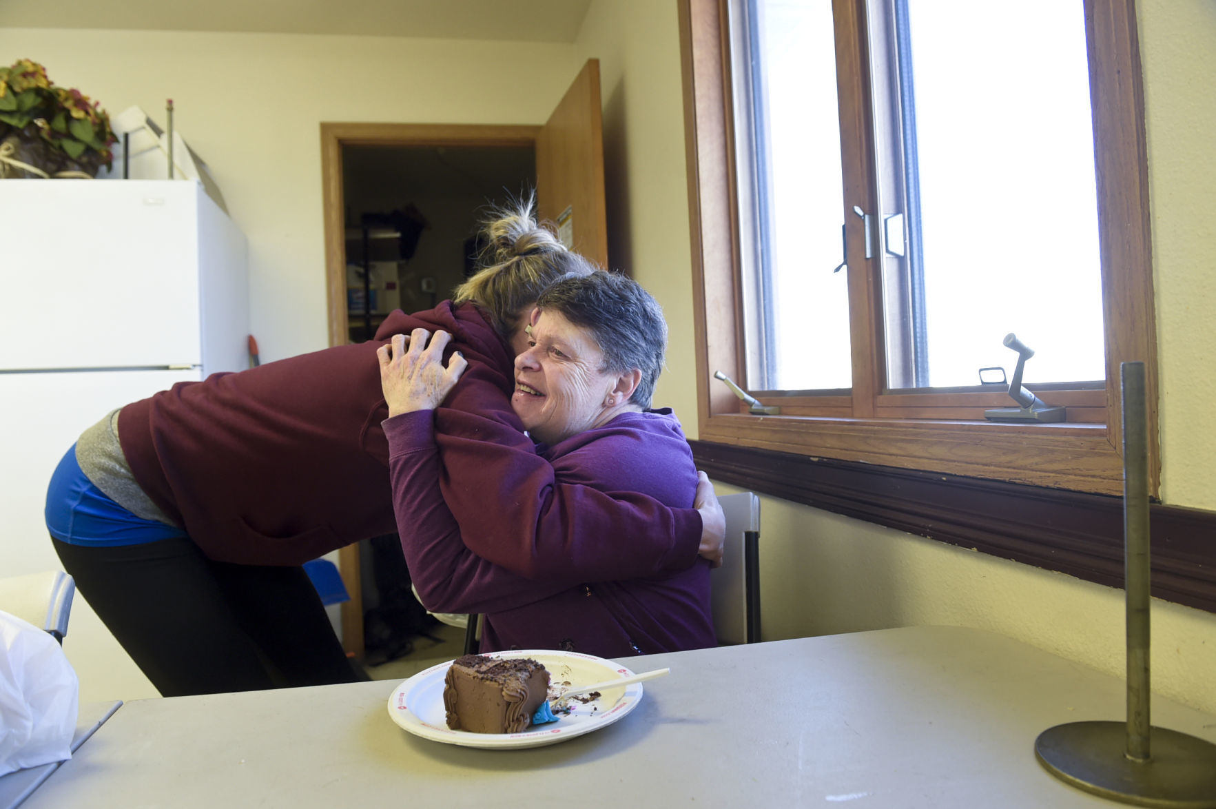 Chilton shares a hug with Amy Benson Friday